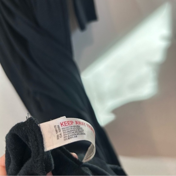 Free People Beach v neck collared long sleeve tiered maxi dress black oversized - Picture 6 of 7